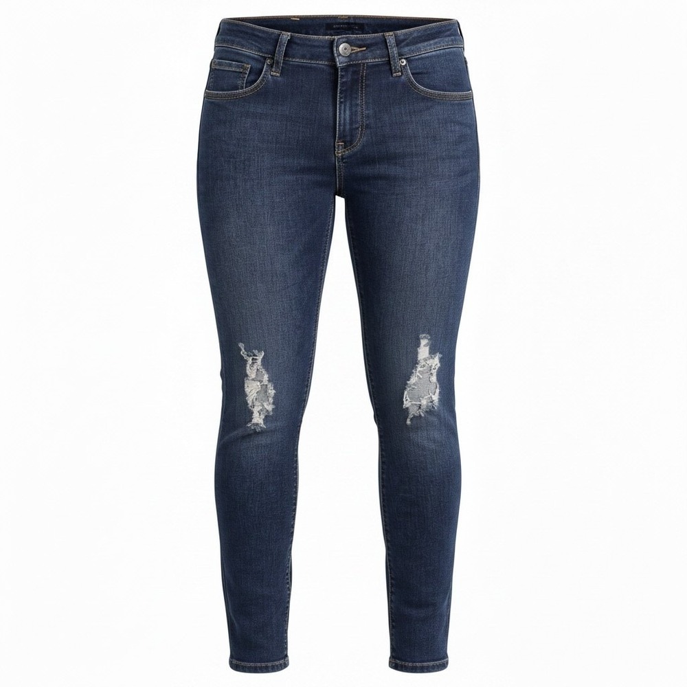 Levis 711 Skinny Jeans Womens 18W Dark Wash Distressed Ripped Knee Denim